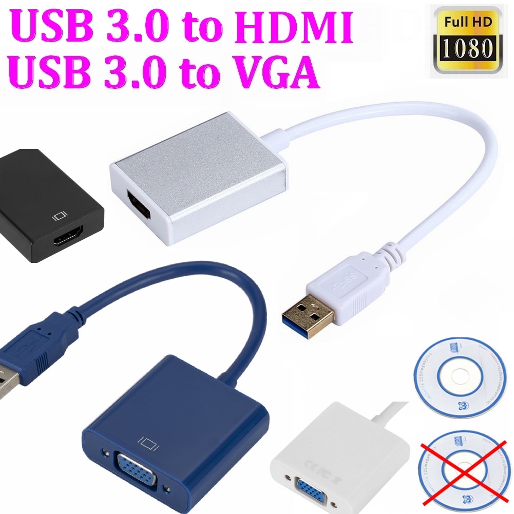 USB3.0 USB 3.0 to HDMI VGA ȯ  ̺ 1080P PC Male to Female HD Win7/8/10 HDTV TV LCD PC Ʈ , 50pcs